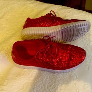 Red sparkle Forever tennis shoes 8 1/2